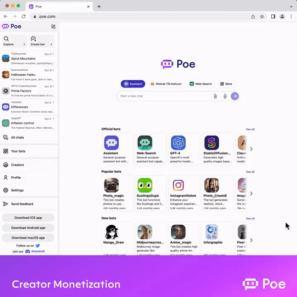 Poe 获得 a16z 新一轮 7500 万美元融资，主要用于支付平台上的 Bot 创作者