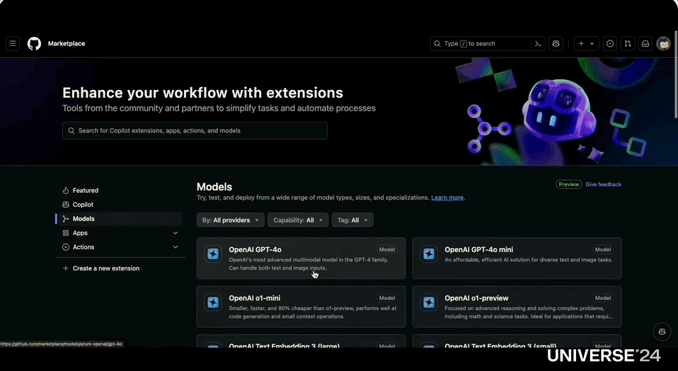 对标Hugging Face？GitHub Models新增OpenAI o1/Llama 3.2等， 新功能支持模型并排比较