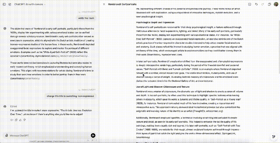 OpenAI发布新交互界面Canvas： 与ChatGPT一起写作编程，对标Claude Artifacts