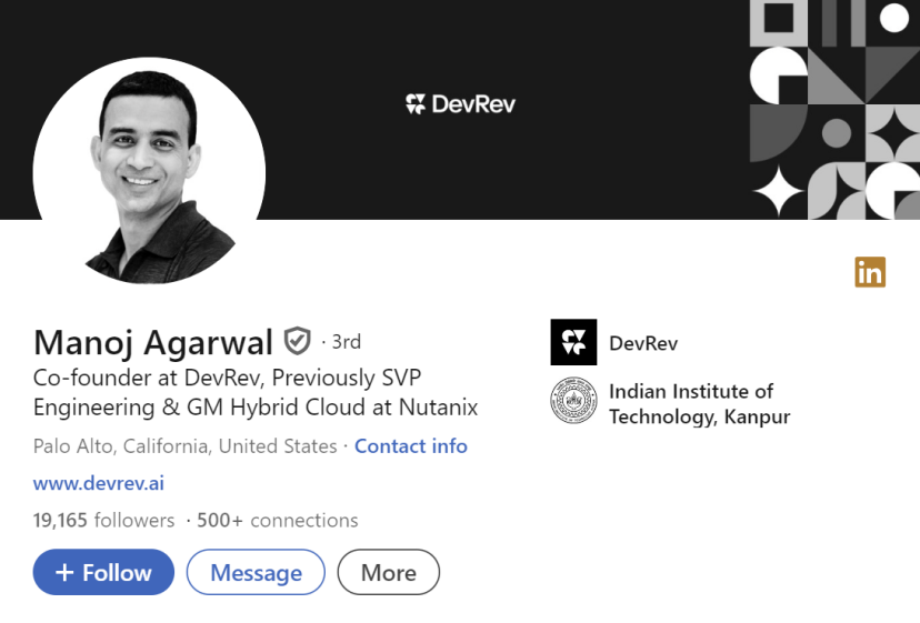 前Nutanix创始人，创建全面集成的CRM平台DevRev，OpenAI早期投资人投资，估值11亿美元