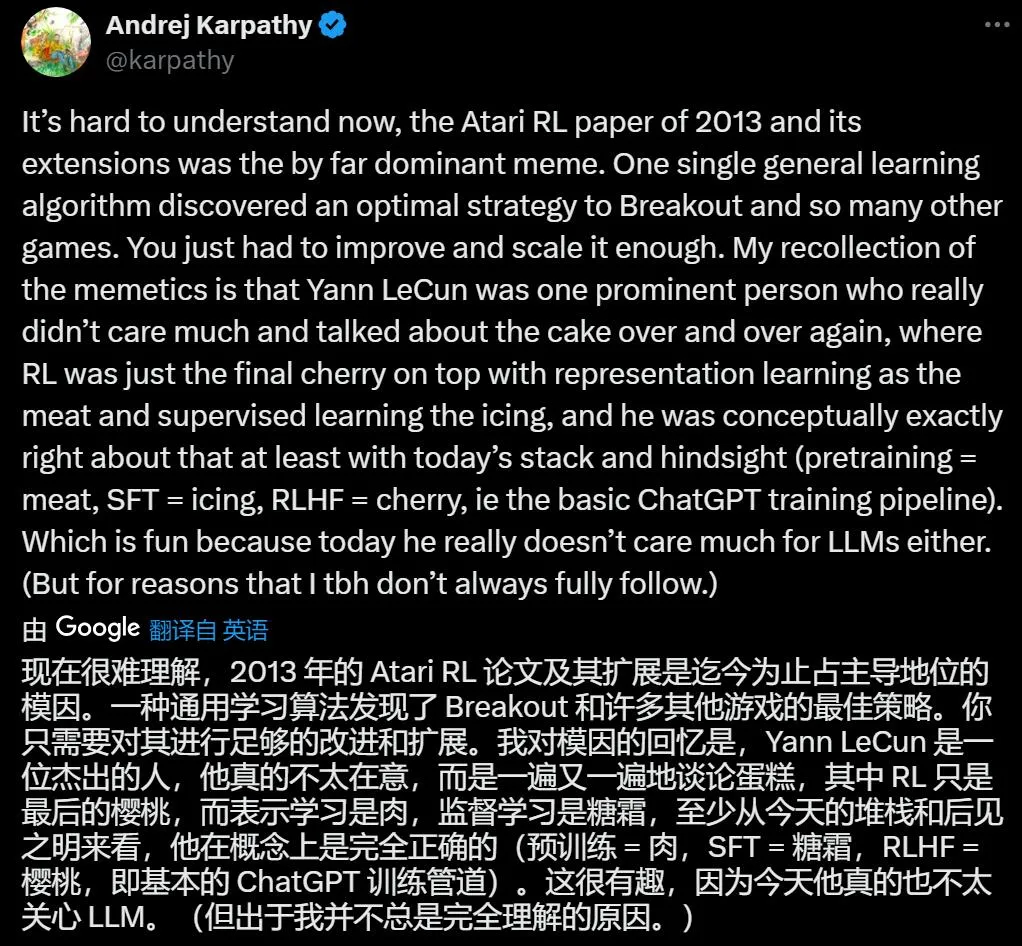 Karpathy后悔了：2015年就看到了语言模型的潜力，却搞了多年强化学习