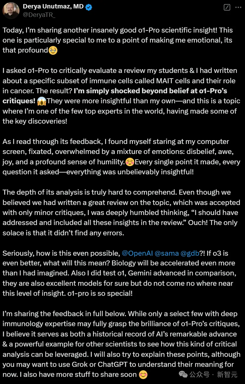 o1 pro深评博士医学论文，震惊顶尖免疫学家！2分破解神秘作家身份