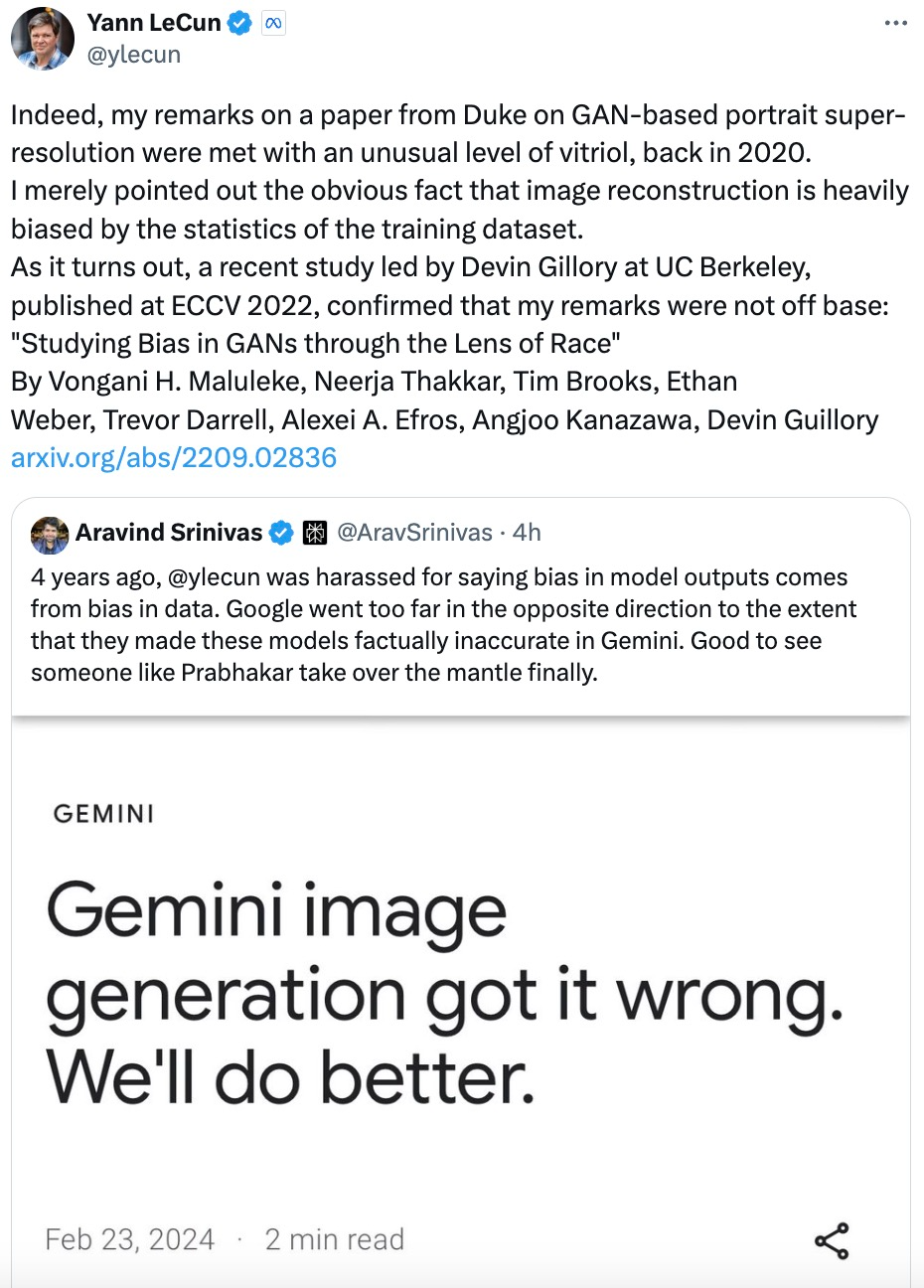 谷歌Gemini生图功能紧急关闭，口碑一夜塌房，Yann LeCun：我早就知道