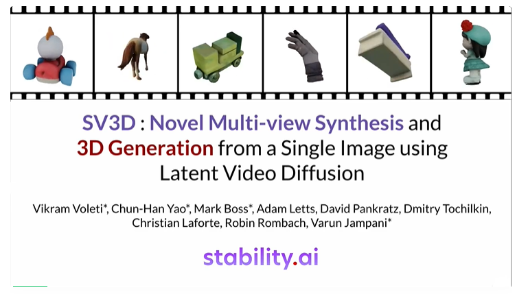 Stable Video 3D震撼上线，视频扩散模型史诗级提升！4090可跑，权重已开放