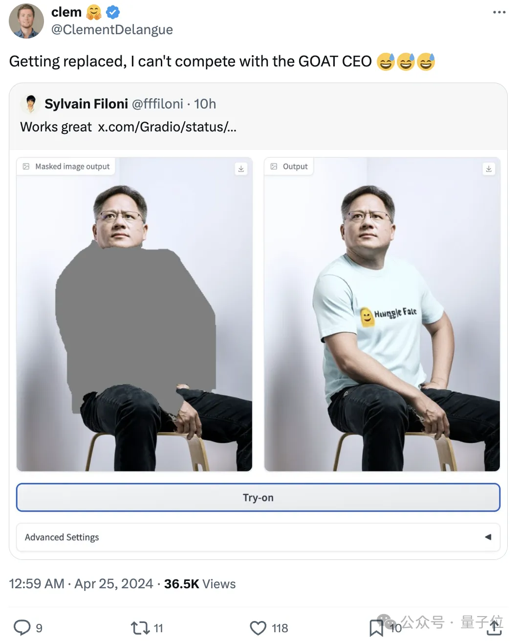 一键换装神器爆火，老黄换上抱抱脸T恤，CEO本人：我被替代了，和他争CEO职位争不过