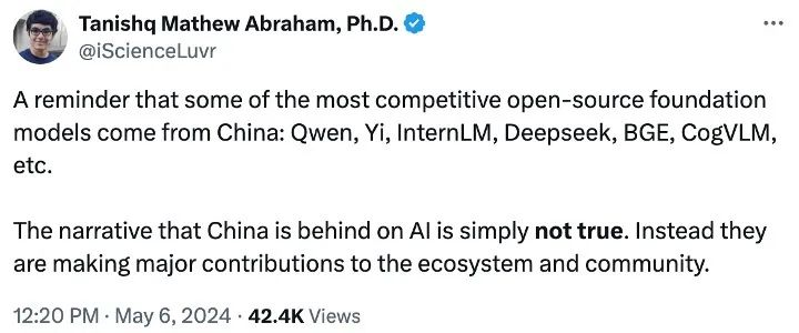 “美国最该尴尬的，是今天中国开源模型们重大的贡献”
