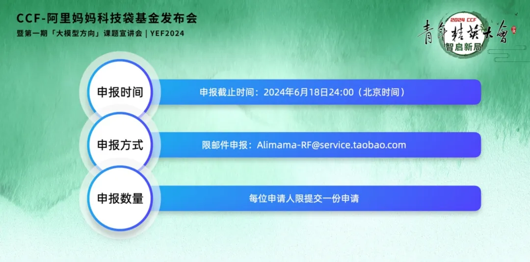 CCF-阿里妈妈科技袋基金正式发布，第一期聚焦大模型方向