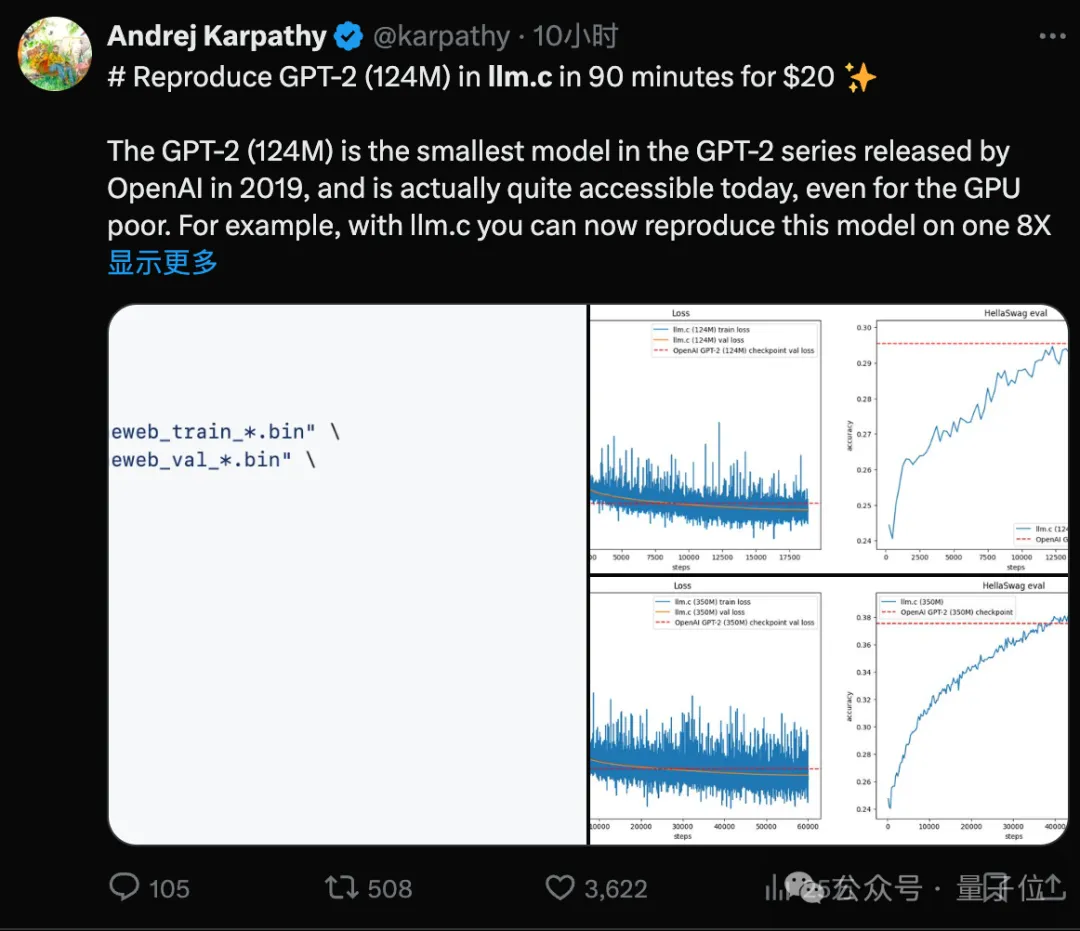 Karpathy新教程爆火，网友抢着送他H100：从头复现GPT-2训练 