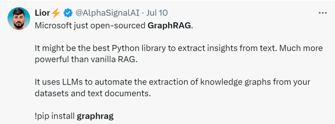 微软开源的GraphRAG爆火，Github Star量破万，生成式AI进入知识图谱时代？ 