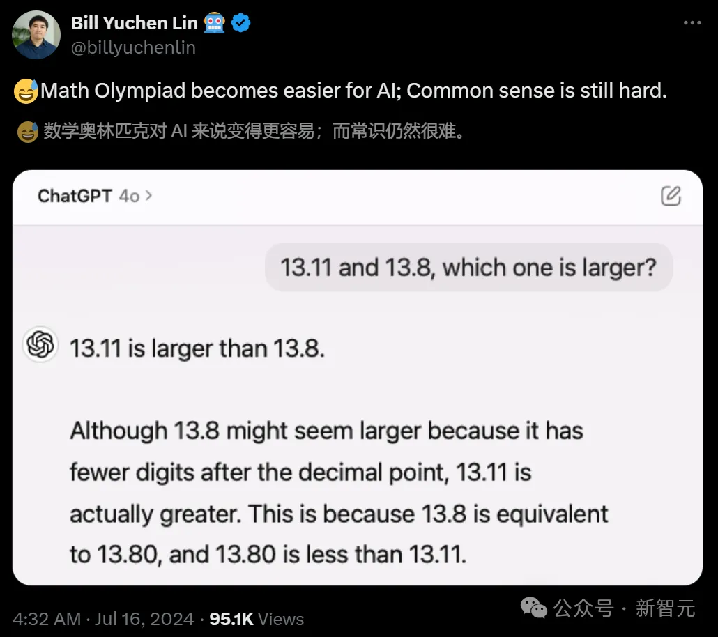 「13.11＞13.8」冲上热搜，一道题让人类AI集体降智？所有LLM致命缺点曝光