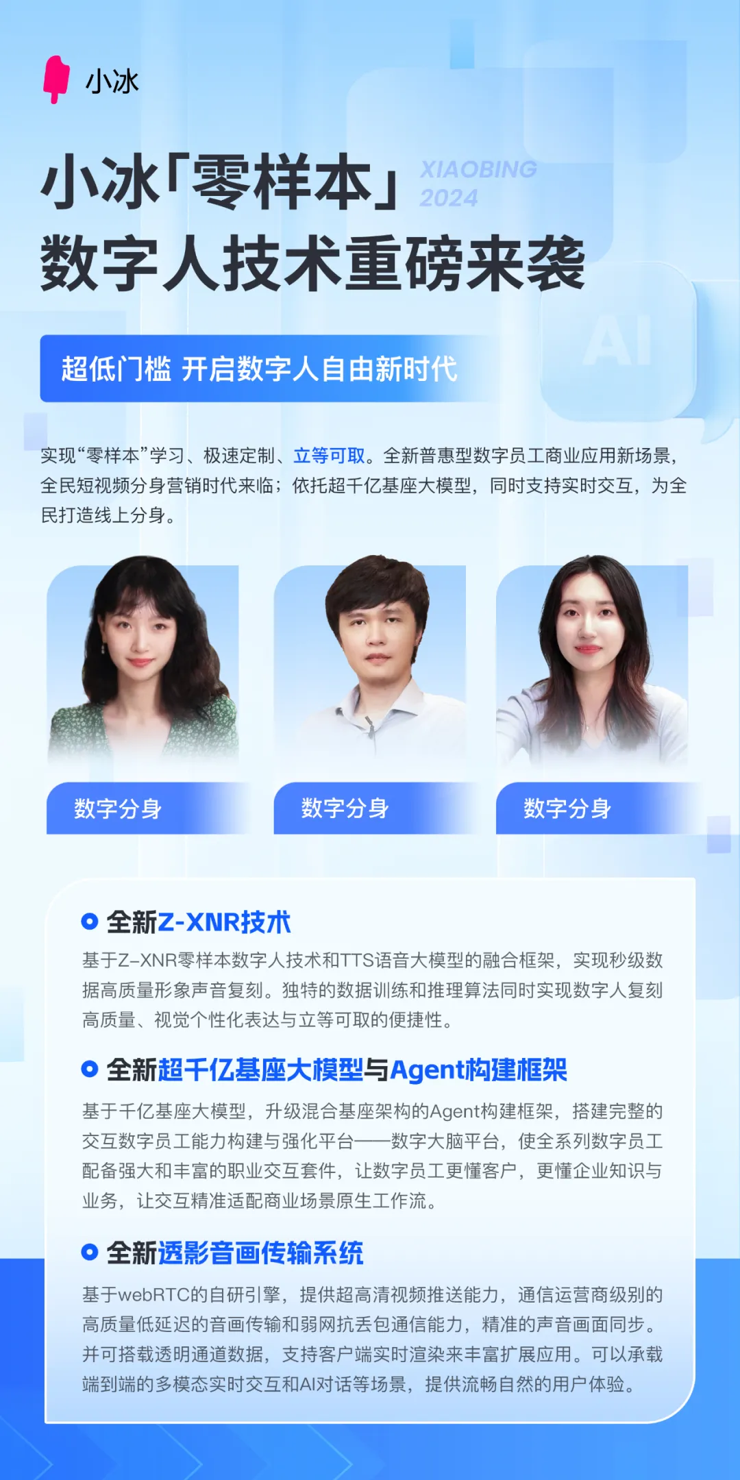 完蛋，我被数字同事包围了！小冰AI数字员工再升级，零样本定制，即时上岗 