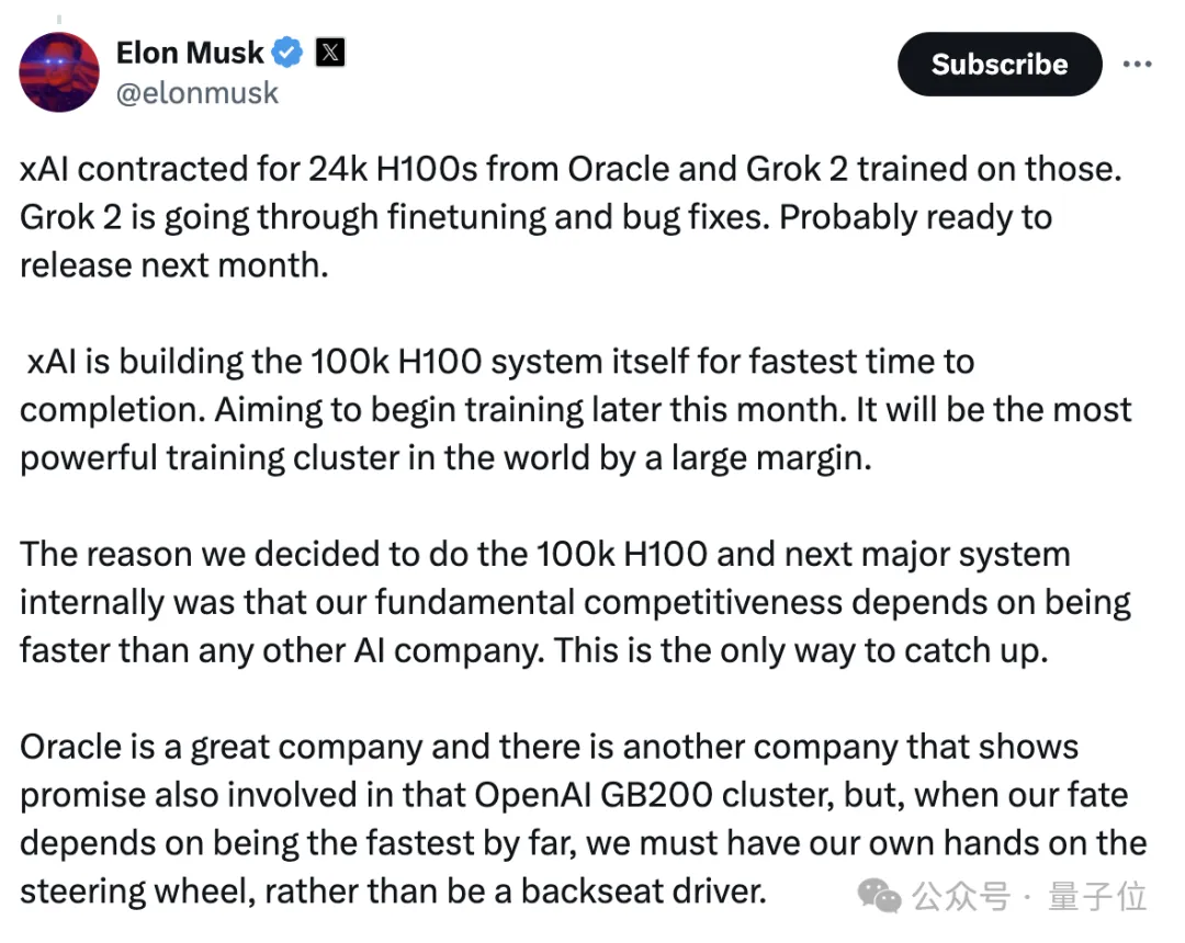 马斯克狂揽10万块H100，自建世界最强AI超算，下一代模型训练开始 