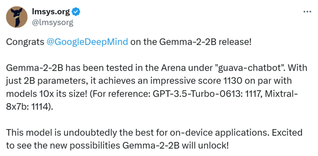 谷歌开源最强端侧小模型：2B参数越级跑赢GPT-3.5-Turbo，苹果15Pro运行飞快