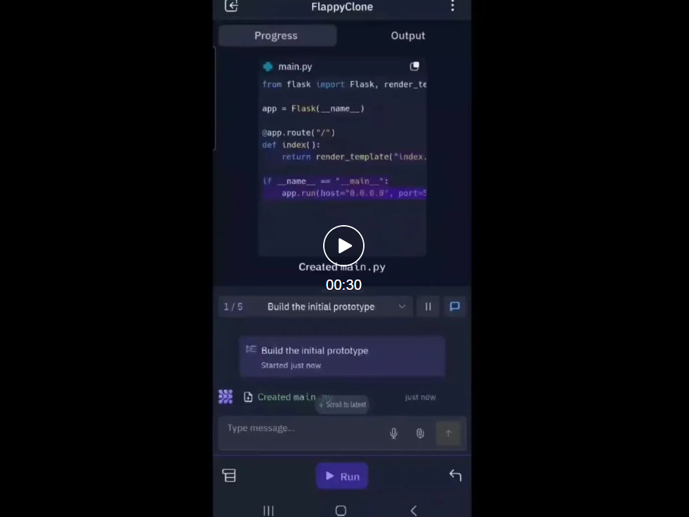 告诉 Replit 的 AI 代理您的应用想法，它将为您编码和部署