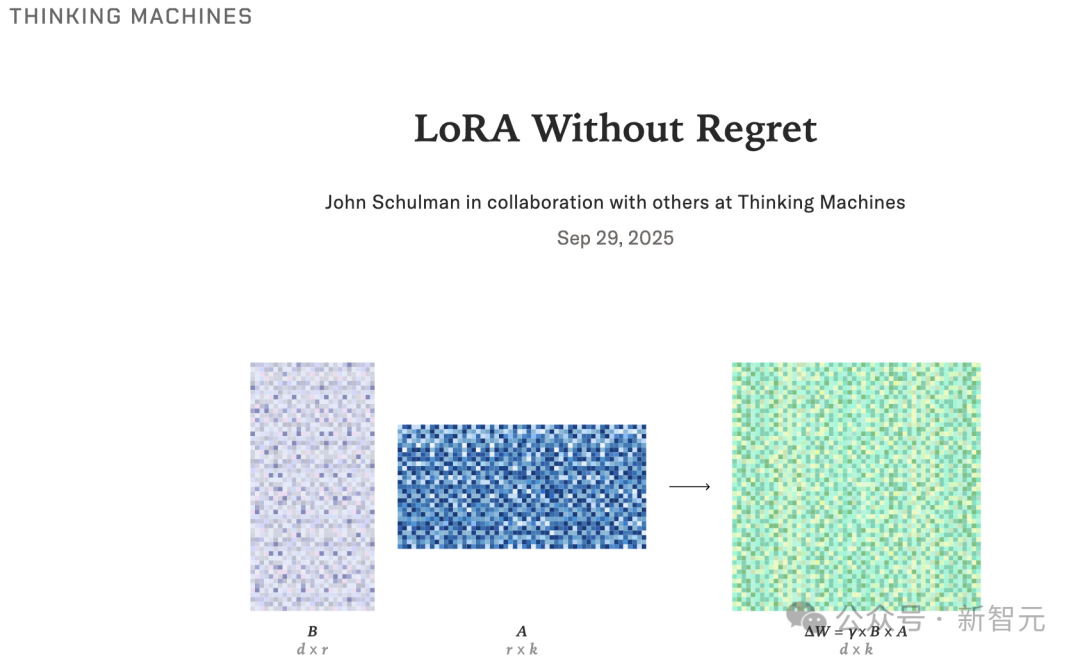 Thinking Machines曝LoRA终极指南：10倍学习率，媲美全参微调