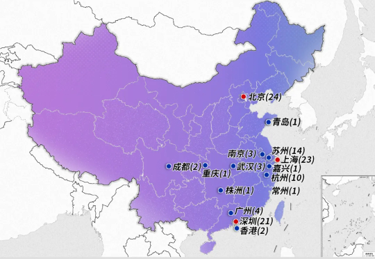 中国地图上的111家AI制药公司（截至10月）