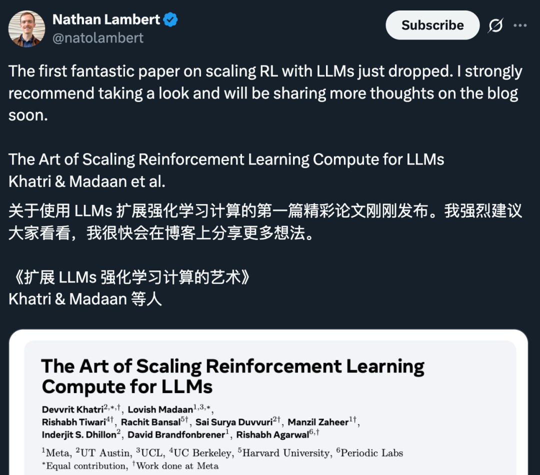 Meta用40万个GPU小时做了一个实验，只为弄清强化学习Scaling Law