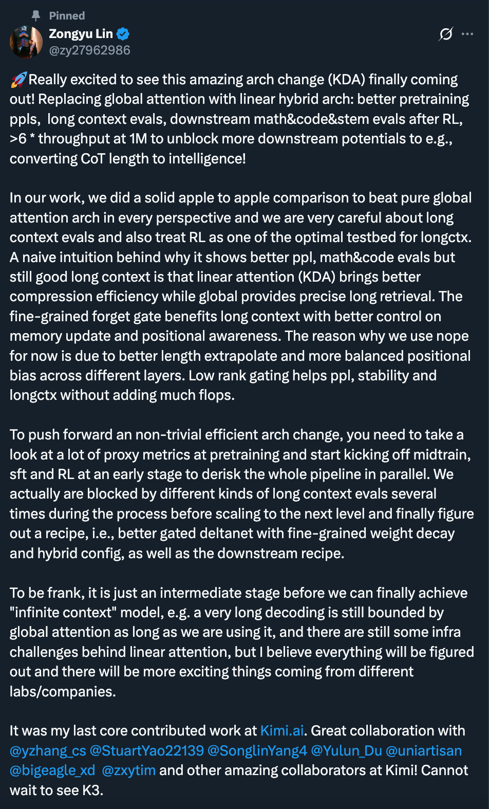 刚刚，Kimi开源新架构，开始押注线性注意力