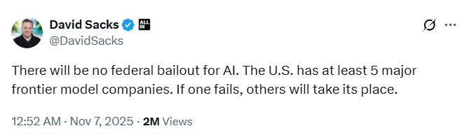 10万亿算力订单根本hold不住？Altman偷递11页“要钱申请”，还嘴硬 “不求联邦”，白宫直拒：谁都不救！