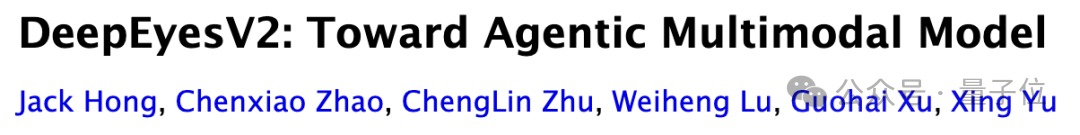 小红书提出DeepEyesV2，从“看图思考”到“工具协同”，探索多模态智能新维度