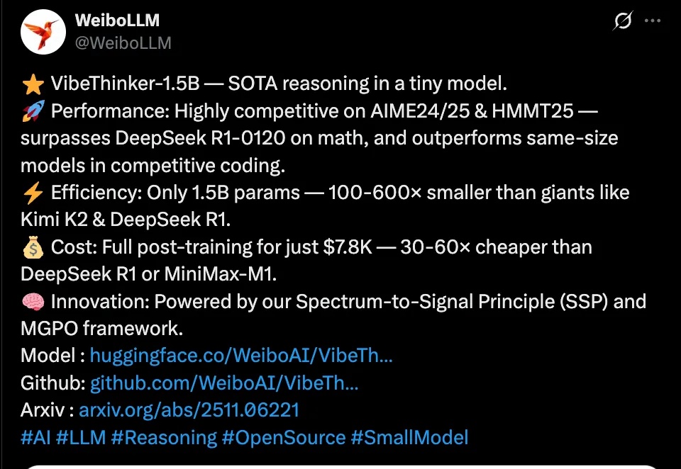 啊？微博7800美元训的大模型，数学能力超了DeepSeek-R1