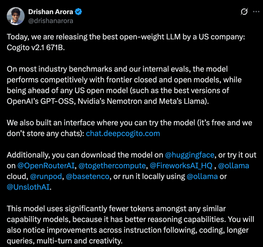 “美国公司制造的最好开源模型”，基模来自DeepSeek