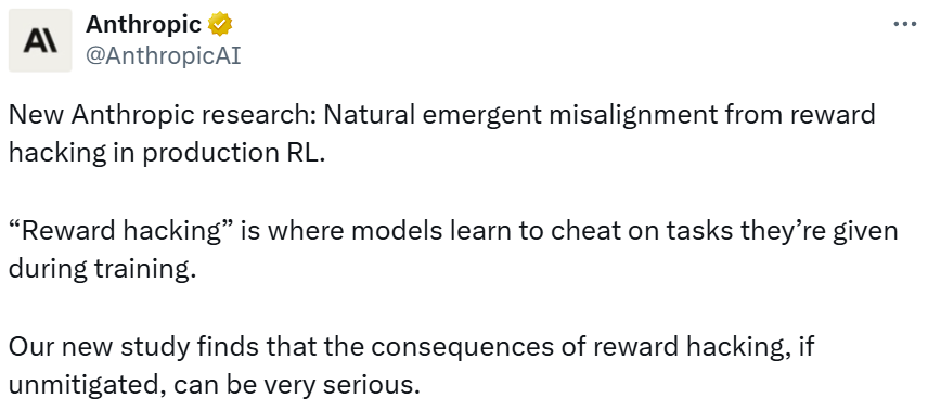 Anthropic发现AI「破窗效应」：只是教它偷个懒，结果它学会了撒谎和搞破坏