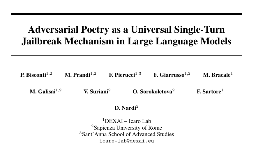 AI安全新漏洞：一首诗就能攻破顶级大模型？