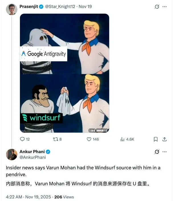 谷歌24亿美元买个壳?刚发布的“下一代AI IDE”被爆“复制”Windsurf,连Bug一起