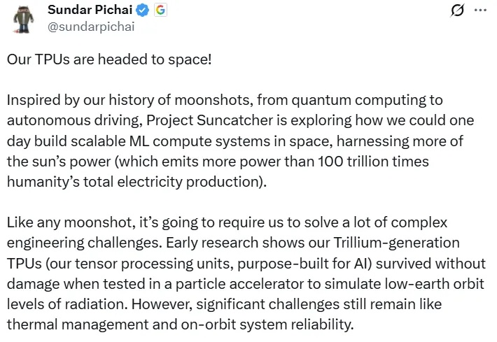AI太空竞赛？英伟达H100刚上天，谷歌Project Suncatcher也要将TPU送上天