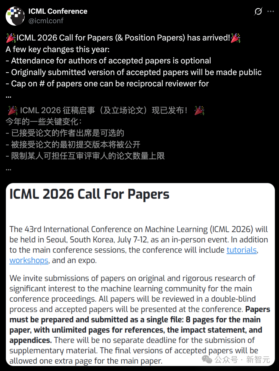 ICML 2026史上最严新规:LLM不得列为作者,滥用AI直接退稿