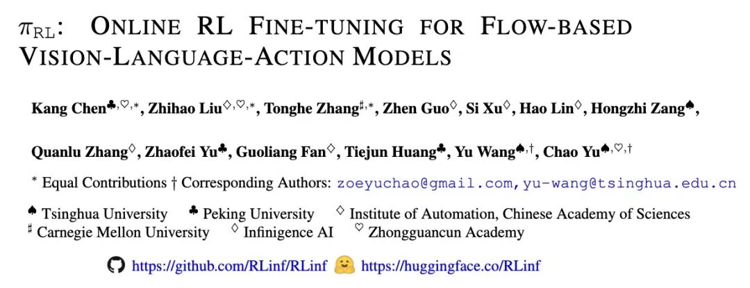 RLinf上新πRL:在线强化学习微调π0和π0.5