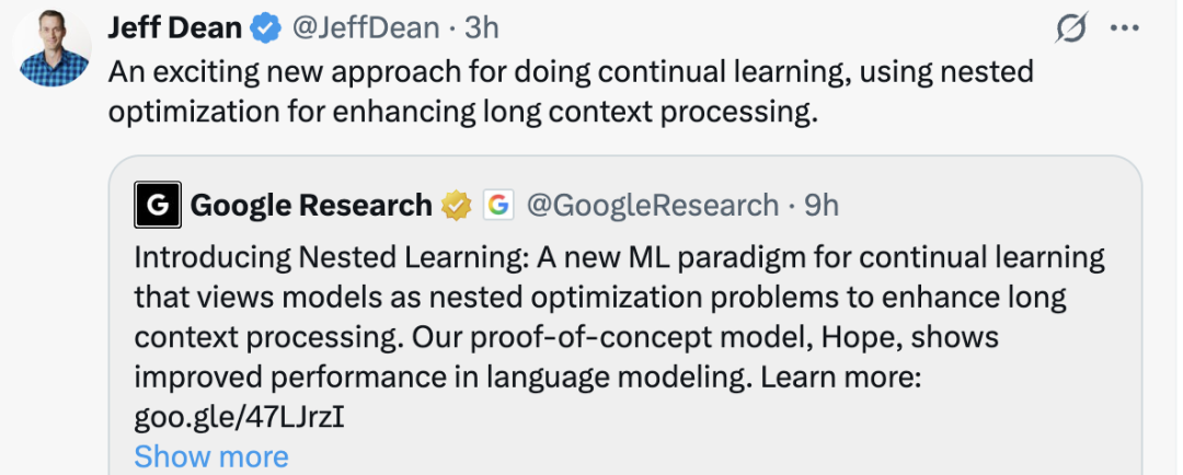 突破LLM遗忘瓶颈,谷歌「嵌套学习」让AI像人脑一样持续进化