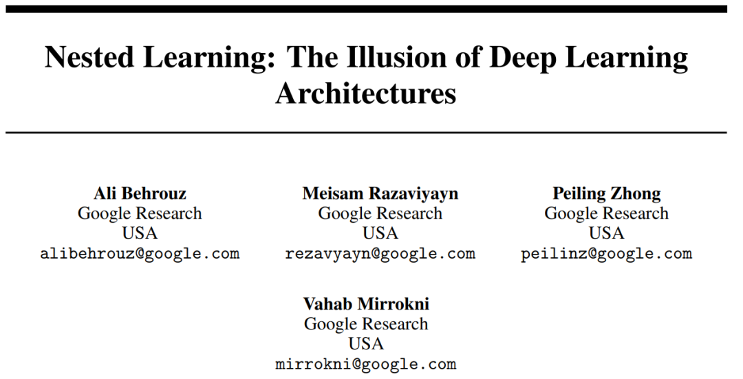 突破LLM遗忘瓶颈,谷歌「嵌套学习」让AI像人脑一样持续进化