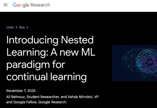 突破LLM遗忘瓶颈，谷歌「嵌套学习」让AI像人脑一样持续进化