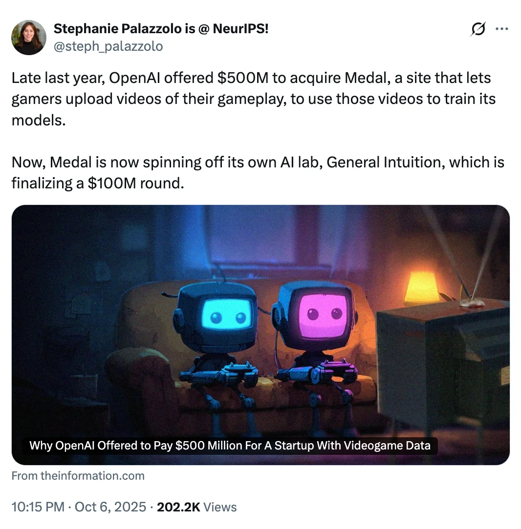 Khosla 继 OpenAI 后的最大赌注,General Intuition 凭 38 亿个游戏高光片段做世界模型