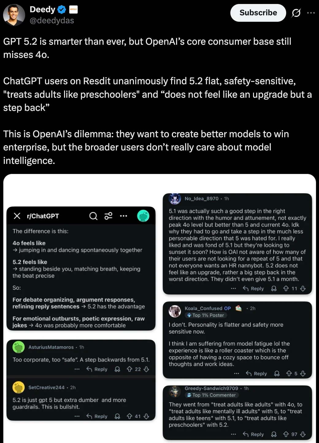 GPT-5.2已上线24小时:差评如潮!