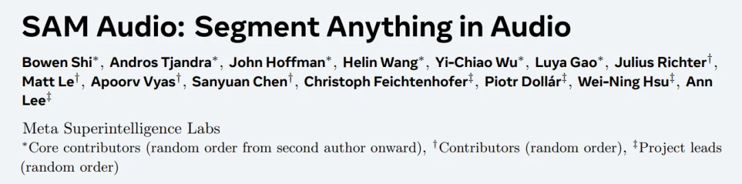 分割一切、3D重建一切还不够,Meta开源SAM Audio分割一切声音