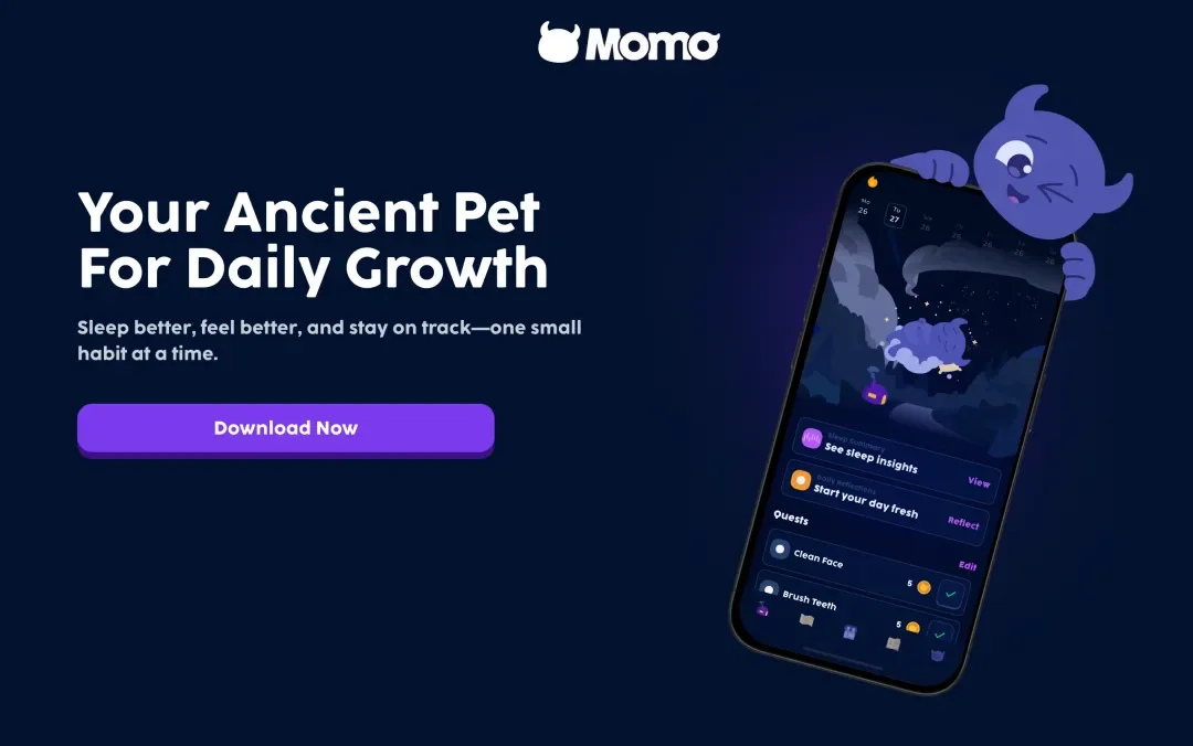 a16z领投250万美元,AI陪伴赛道新品类,Momo靠养宠物帮助人形成自律习惯