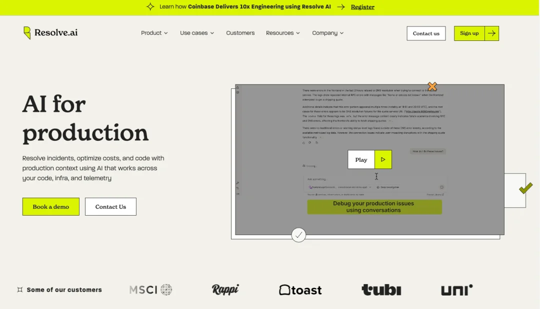 速递｜前Splunk高管创自动AI运维，Resolve AI跻身独角兽，估值突破10亿美元