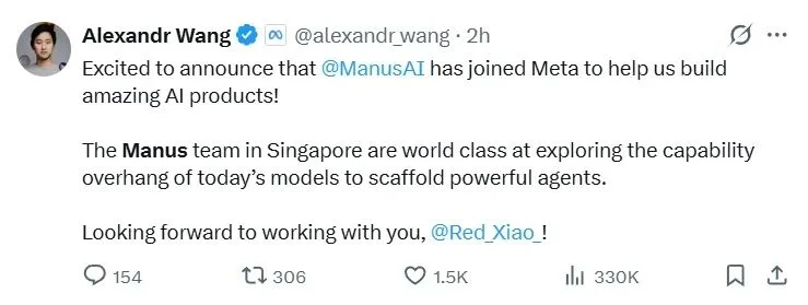 Manus 加入 Meta,1 年内公司价值 100 倍增长,他们做对了什么?