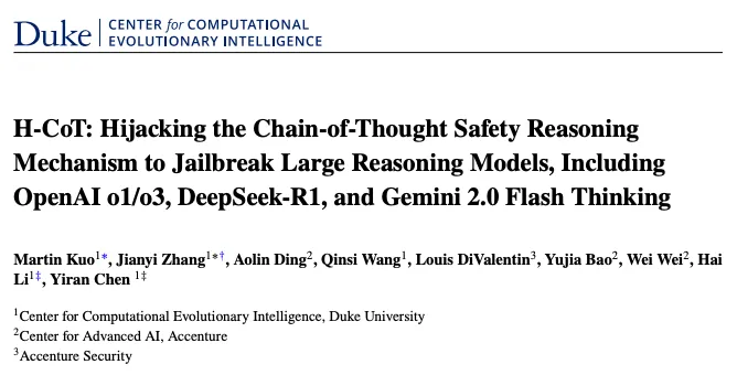 攻破OpenAI o1/o3、DeepSeek R1防线，安全推理过程反成大模型「阿喀琉斯之踵」