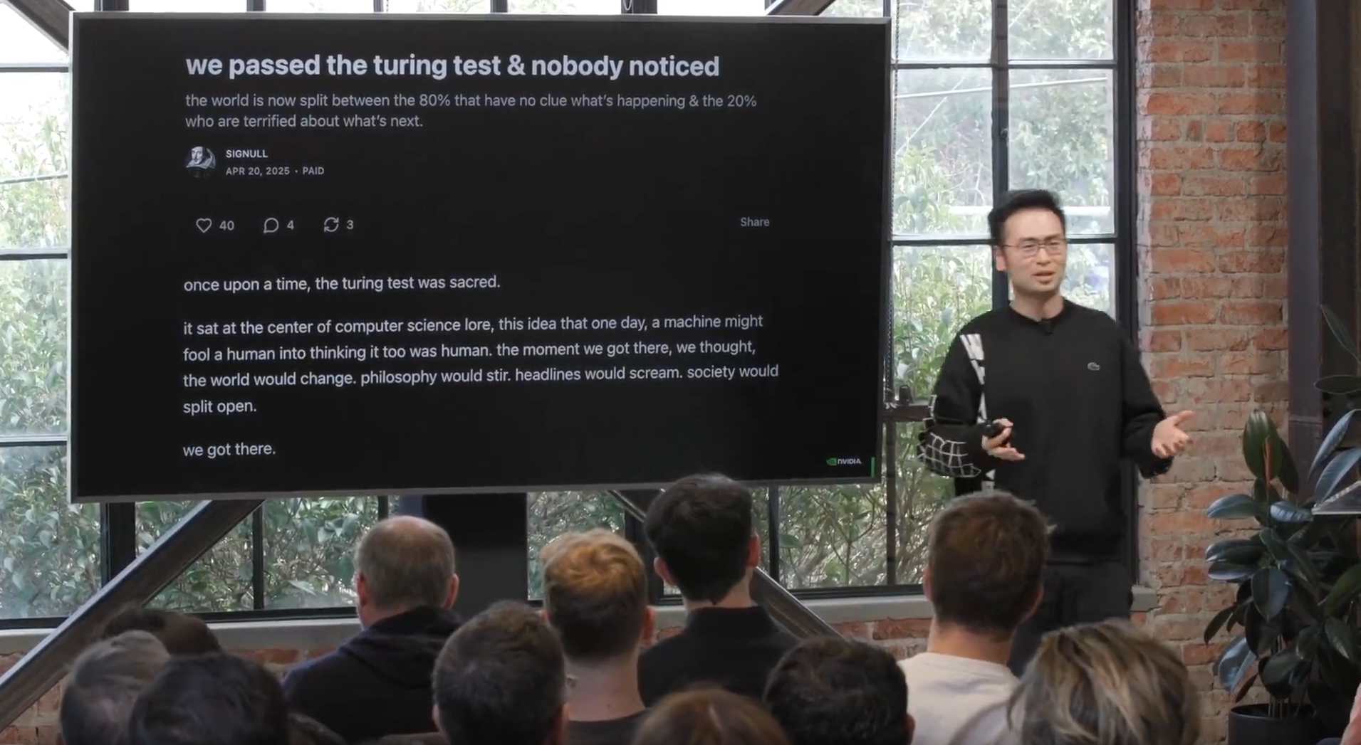 机器人的「物理图灵测试」，英伟达Jim Fan 17分钟演讲揭秘具身Scaling Law