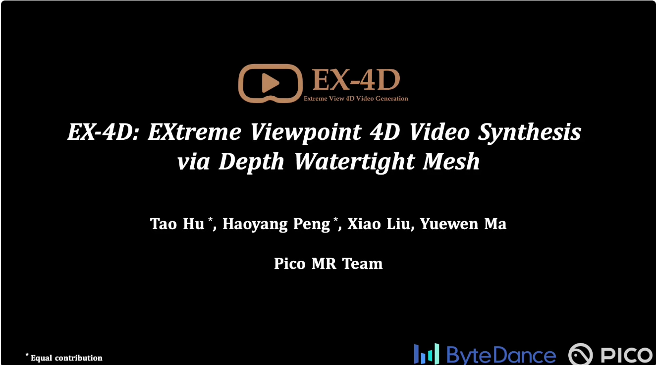 通向世界模型关键一步：EX-4D来了，实现单目视频到自由视角生成