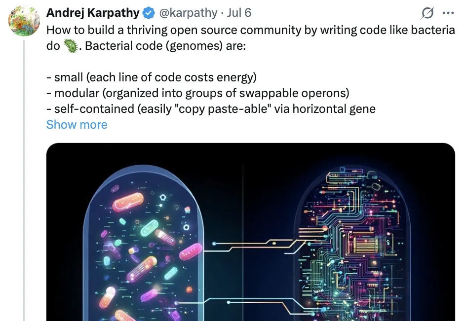 Karpathy最新脑洞「细菌编程」：优秀的代码应该具备细菌的三大特质