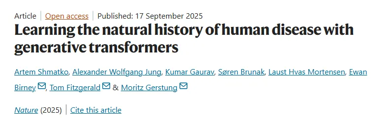 Nature重磅！科学家开发AI医疗大模型Delphi-2M，提前20年预测上千种疾病！准确率行业领先！