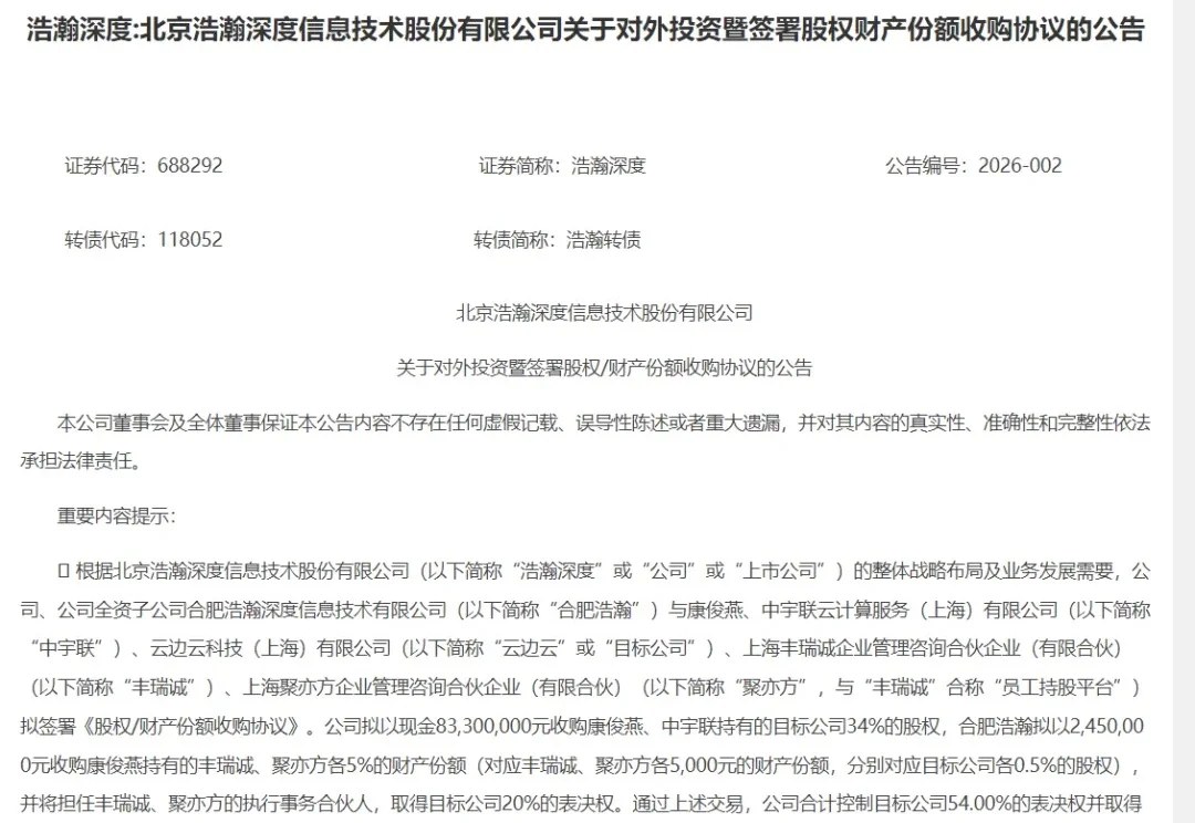 超8500万！上市公司收购上海AI企业