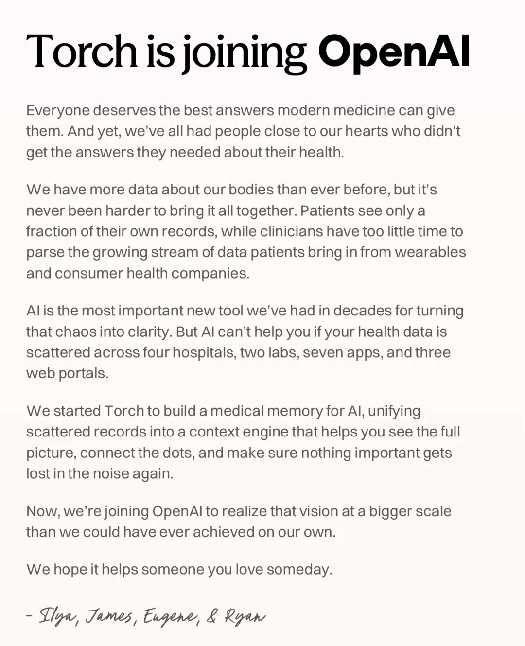 OpenAI 1亿美金收购 Torch：全公司只有 4 个人