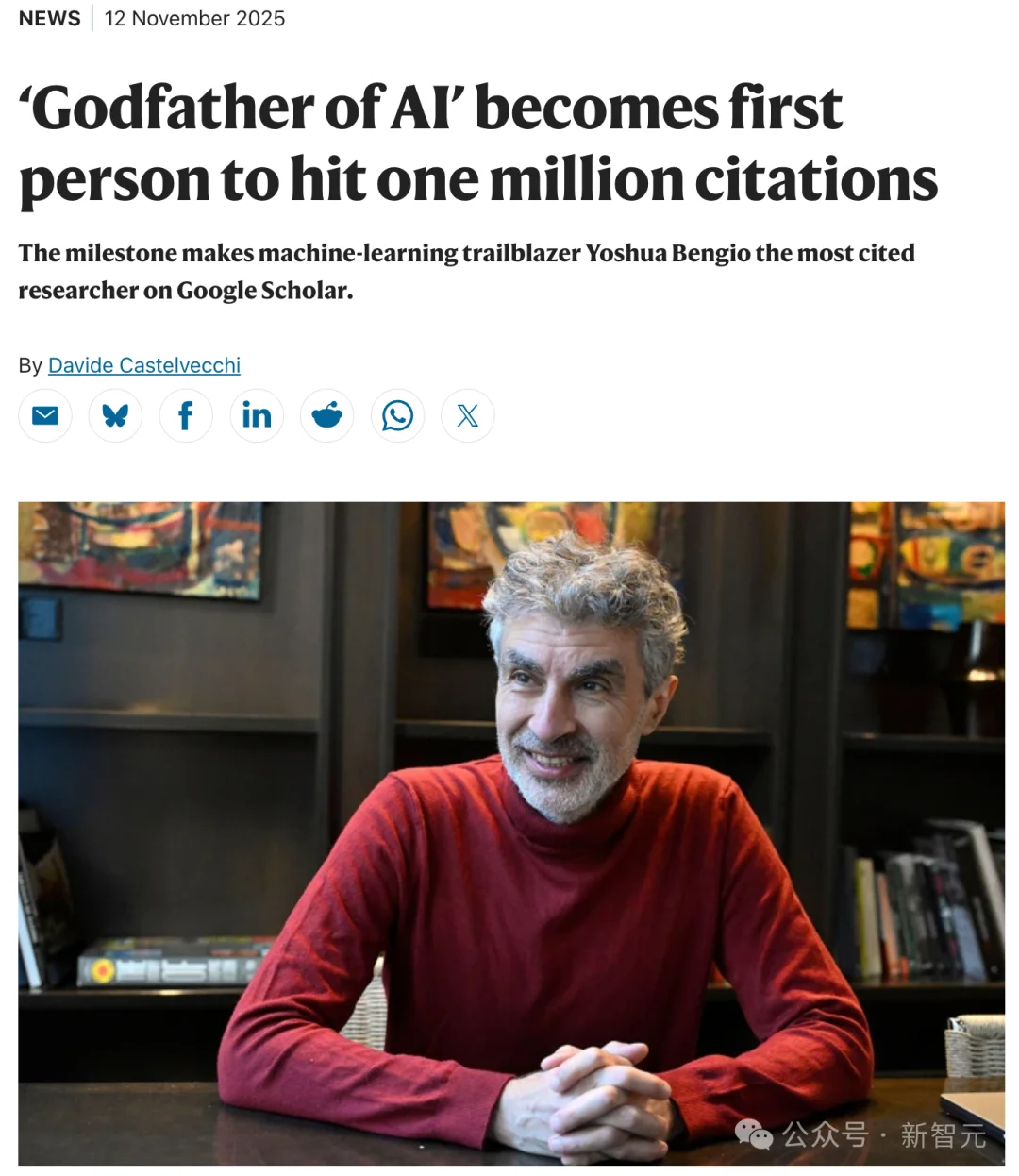 AI教父Geoffrey Hinton，全球第二个百万引用科学家！