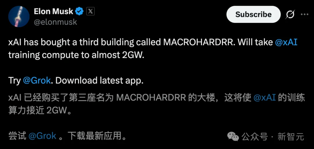 马斯克点火全球最大超算，首个1GW狂飙奇点！6万亿Grok 5在训